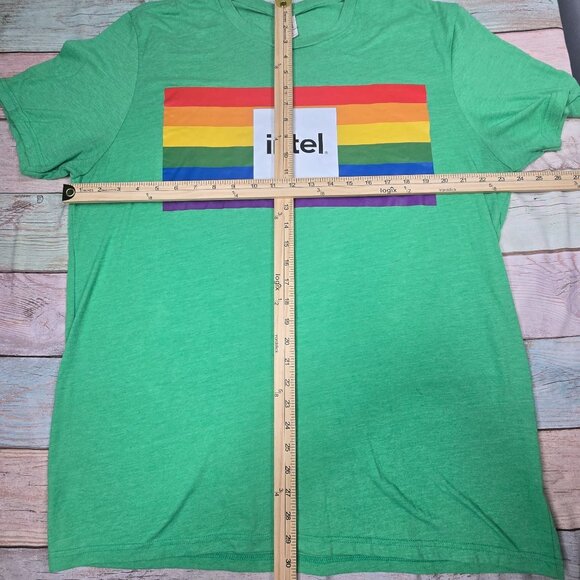 Intel Pride Rainbow T-Shirt Green 2XL Allmade 100% Cotton Short Sleeve Unisex - Picture 5 of 7
